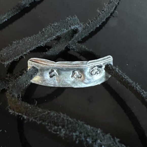 Heart Stamped Sterling Silver Leather Cuff Bracelet Tie Wrap Yoga 925 Boho Gift - Picture 3 of 11